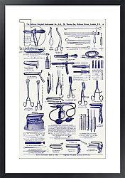Постер Школа: Английская 20в. Хирургические инструменты, литография, ок. 1900 г.