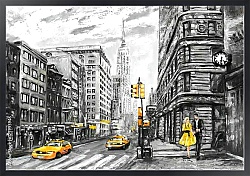 Постер Улица Нью-Йорка в серых и желтых тонах