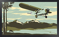Постер Самолет над полями