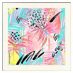 Постер Акварельные розовые цветные пальмовые листья и графические элементы