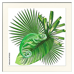 Постер Хамелеон на тропических листьях