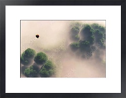 Постер Воздушный шар над туманным лесом