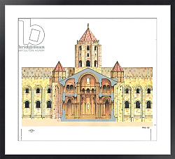 Постер Азнар Ценамор Фернандо Santiago de Compostela Romanesque Cathedral.Cross section. Spain