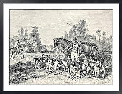 Постер Hunting dog pack .From drawing of Duvaux, engraved by Cosson. Smeeton, published on L'Illustration, 