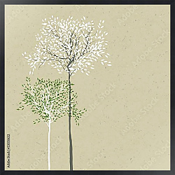 Постер Весенние деревья на ретро-фоне