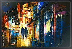 Постер Пара на освещенной огнями ночной улице