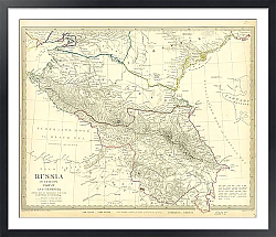 Постер Карта Россия в Европе, часть IX, Кавказ, Черкесия, Каракуль, Грузия, 1835г. 1