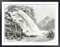 Постер Calcaggia waterfalls, Switzerland. Created by Freeman, published on L'Illustration Journal Universel