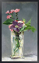 Постер Мане Эдуард (Edouard Manet) Pinks and Clematis in a Crystal Vase, c.1882
