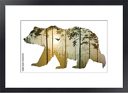 Постер Силуэт медведя с лесом