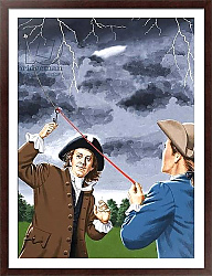 Постер Benjamin Franklin experimenting with lightning