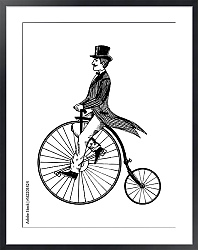 Постер Человек на ретро велосипеде