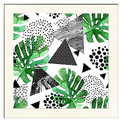 Постер Акварельные тропические листья монстеры и треугольники