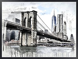 Постер Бруклинский мост в серых красках
