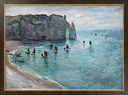 Постер Моне Клод (Claude Monet) Etretat the Aval door fishing boats leaving the harbour