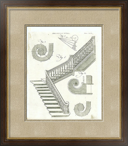 Постер Гравюра с лестницей в раме с двойным паспарту