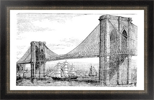 Постер Illustration of Brooklyn Bridge and East River