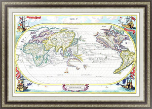 Постер на холсте Древняя карта Мира, 1700
