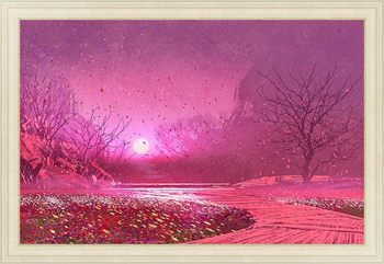 Картина на холсте Фантастический пейзаж с розовым листопадом