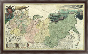 Постер в раме Генеральная карта Российской Империи, 1745г.
