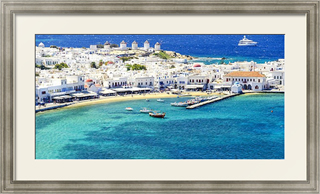 Постер под стеклом Греция, Киклады. Панорама белого Микиноса