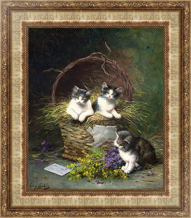 Репродукция картины с котятами Л. Хьюбера