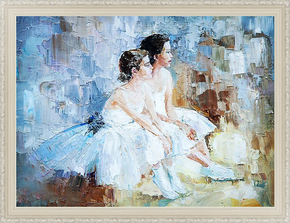 Две балерины отдыхают, картина маслом в раме