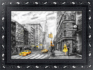 Постер Улица Нью-Йорка в серых и желтых тонах