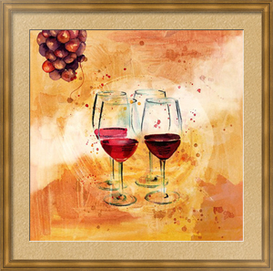 Плакат Дегустация вин с рисунками винограда и бокалов