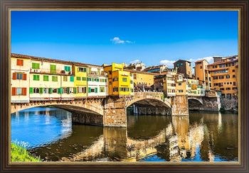 Постер Италия. Флоренция. Мост Понте-Веккьо через реку Арно на закате