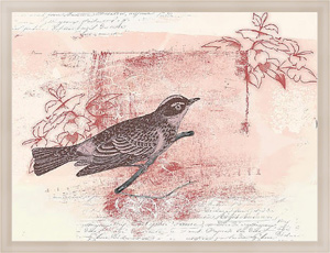 Постер в раме Старинная открытка с птицей