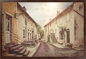 Постер в раме Старая улица во Франции. Винтажный стиль