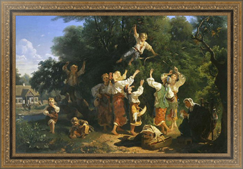Картина на холсте Сбор вишни в помещичьем саду. 1858