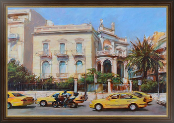 Картина Улица с такси, Афины, Греция