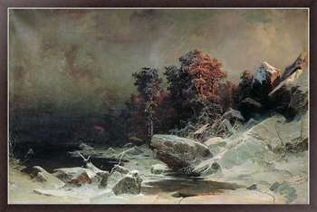 Картина в раме Зимний вечер. 1866