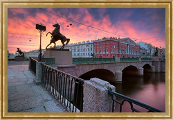 Постер в раме Россия. Санкт-Петербург. Рассвет у Аничкова моста