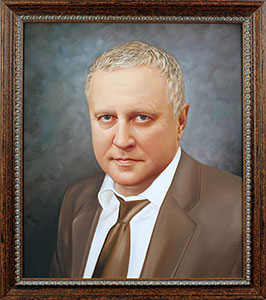 Мужской портрет по фотографии маслом на холсте в деревянной багетной раме